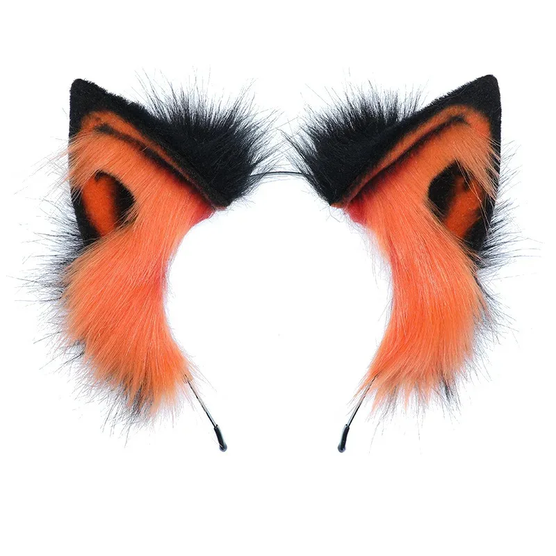 New Arrival Halloween Devil Ears Headdress Comic-con Costume Simulation Animal Eyes Plush Ears Hairband Black Hair Accessories