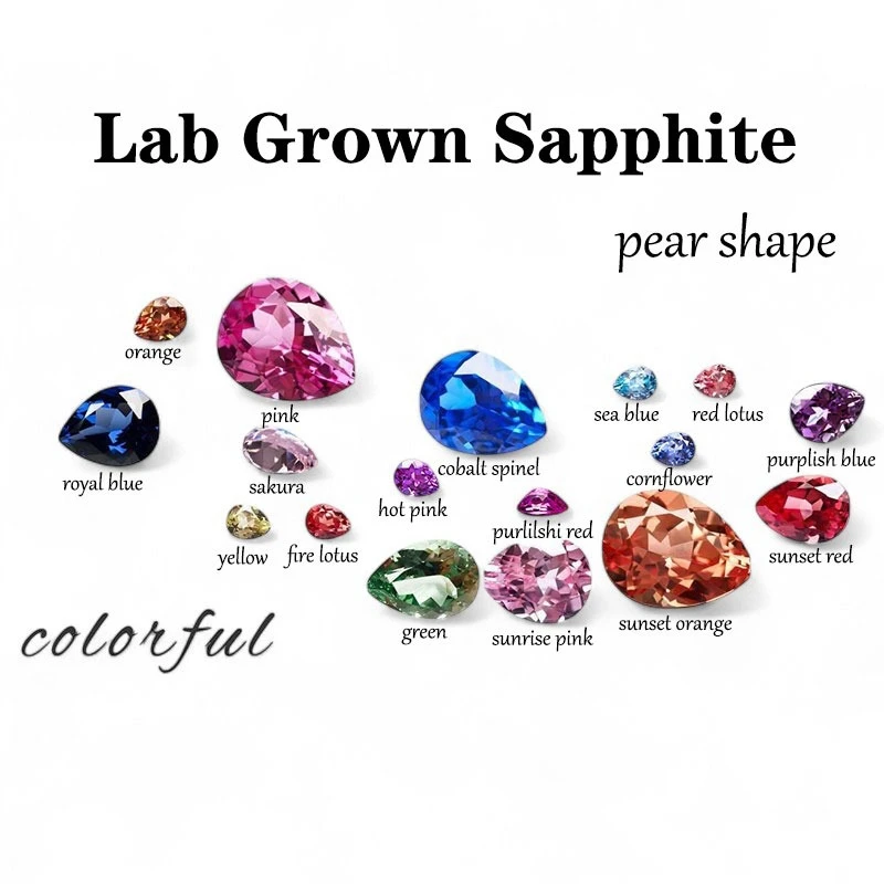 

Pear Shape Lab Grown Sapphire Multiple Colors To Choose From DIY Charms Advanced Jewelry Making Materials with Certificate
