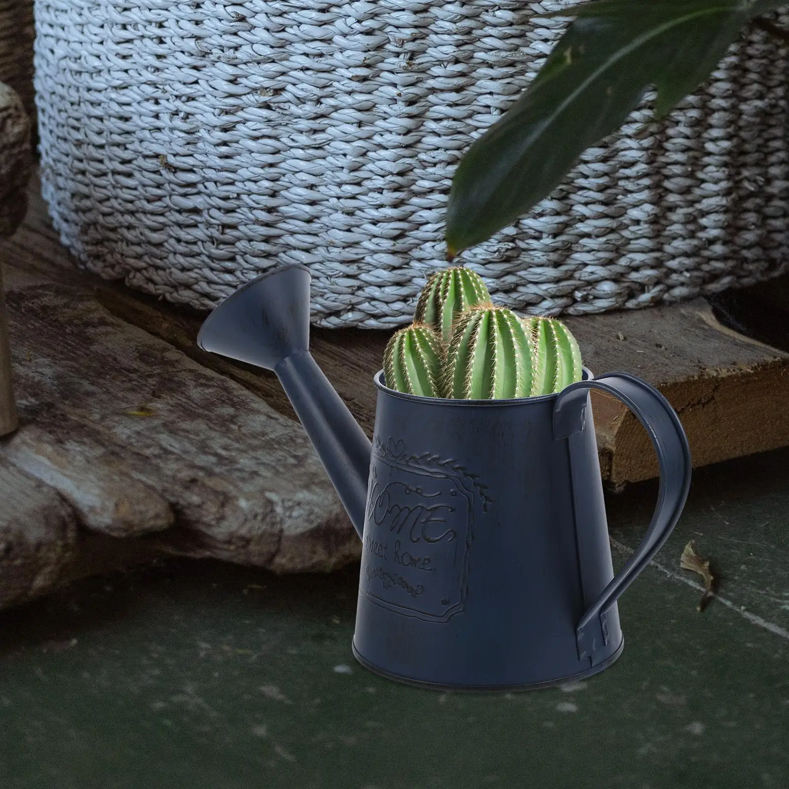 

Retro Iron Home Decor Blue Large Size Succulent Plant Desktop Adornment Pot Home Decor Vintage Planter Indoor Gifts