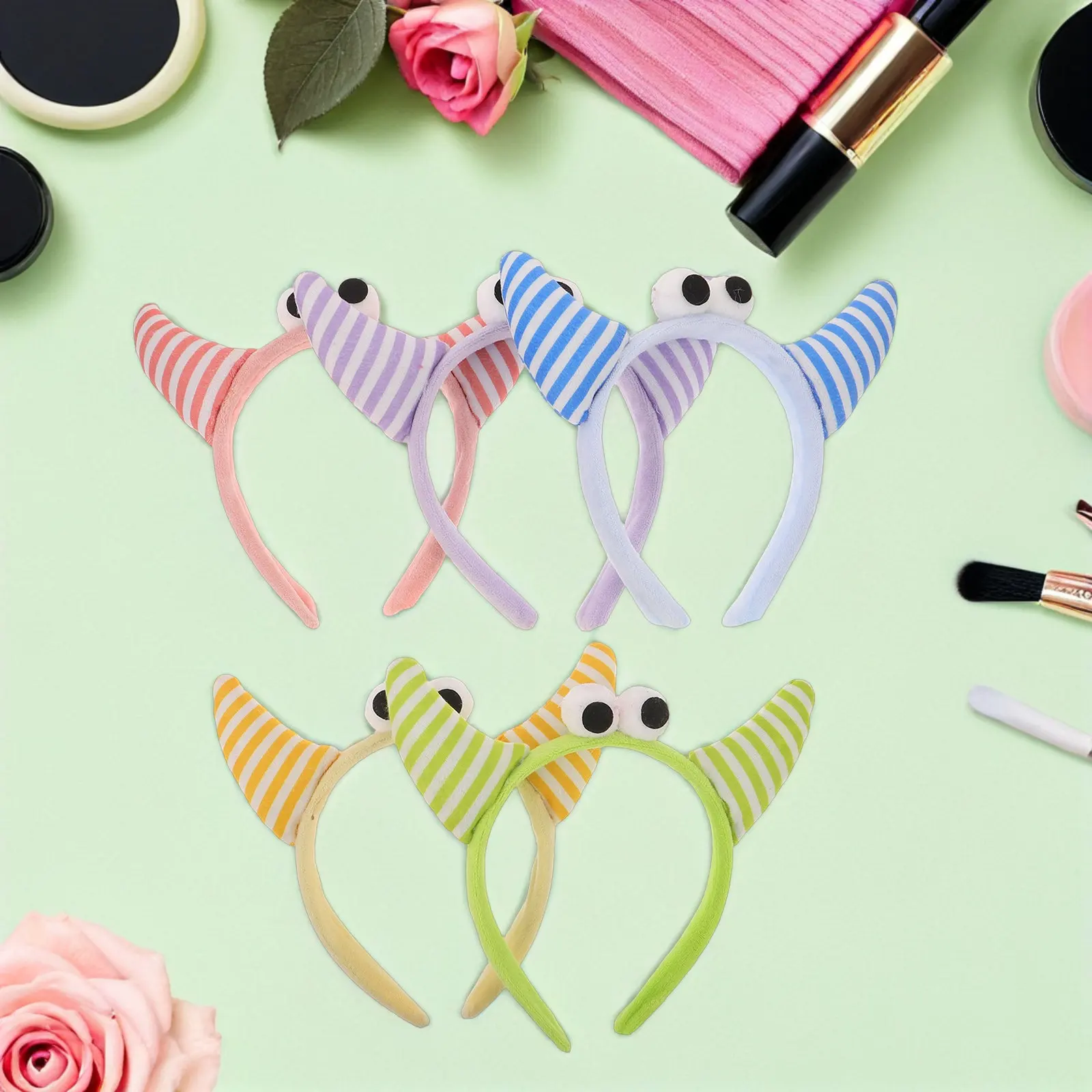 

5Pcs Cute Cosplay Horn Headbands for Girls Vibrant Purple Green Pink Yellow Blue Elastic Animal Horn Headdress Party Festival