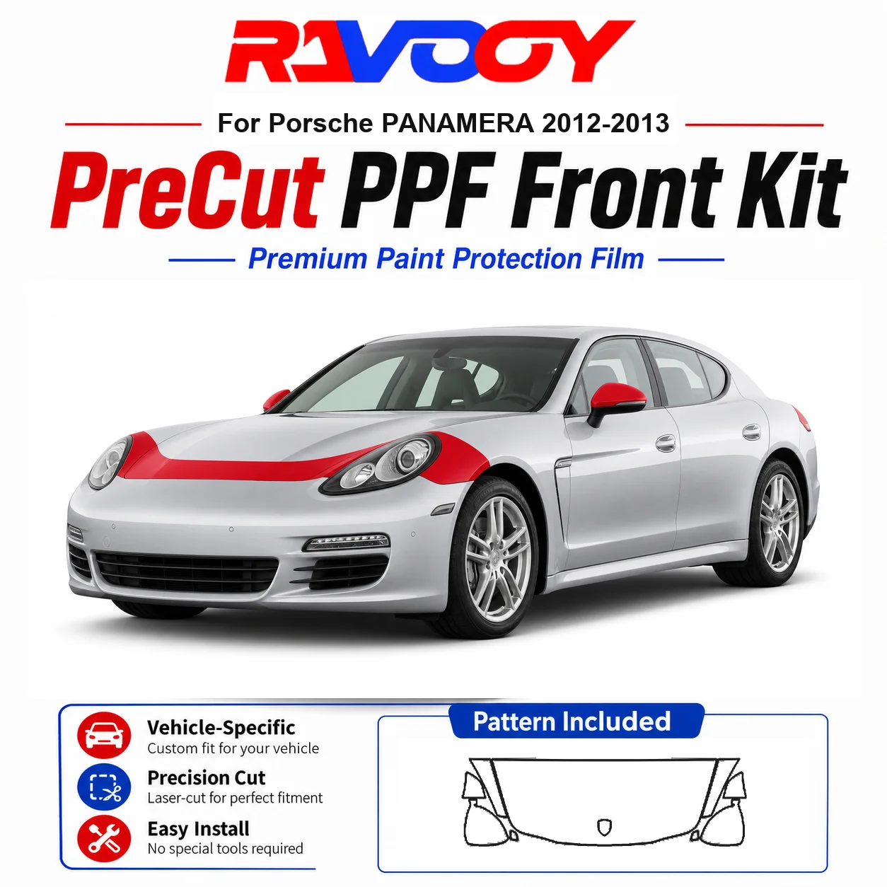 

8.5mil TPU Precut PPF Kit For Porsche PANAMERA 2012-2013 - Hood, Fenders & Mirror Set - Self-Healing Clear Bra Film