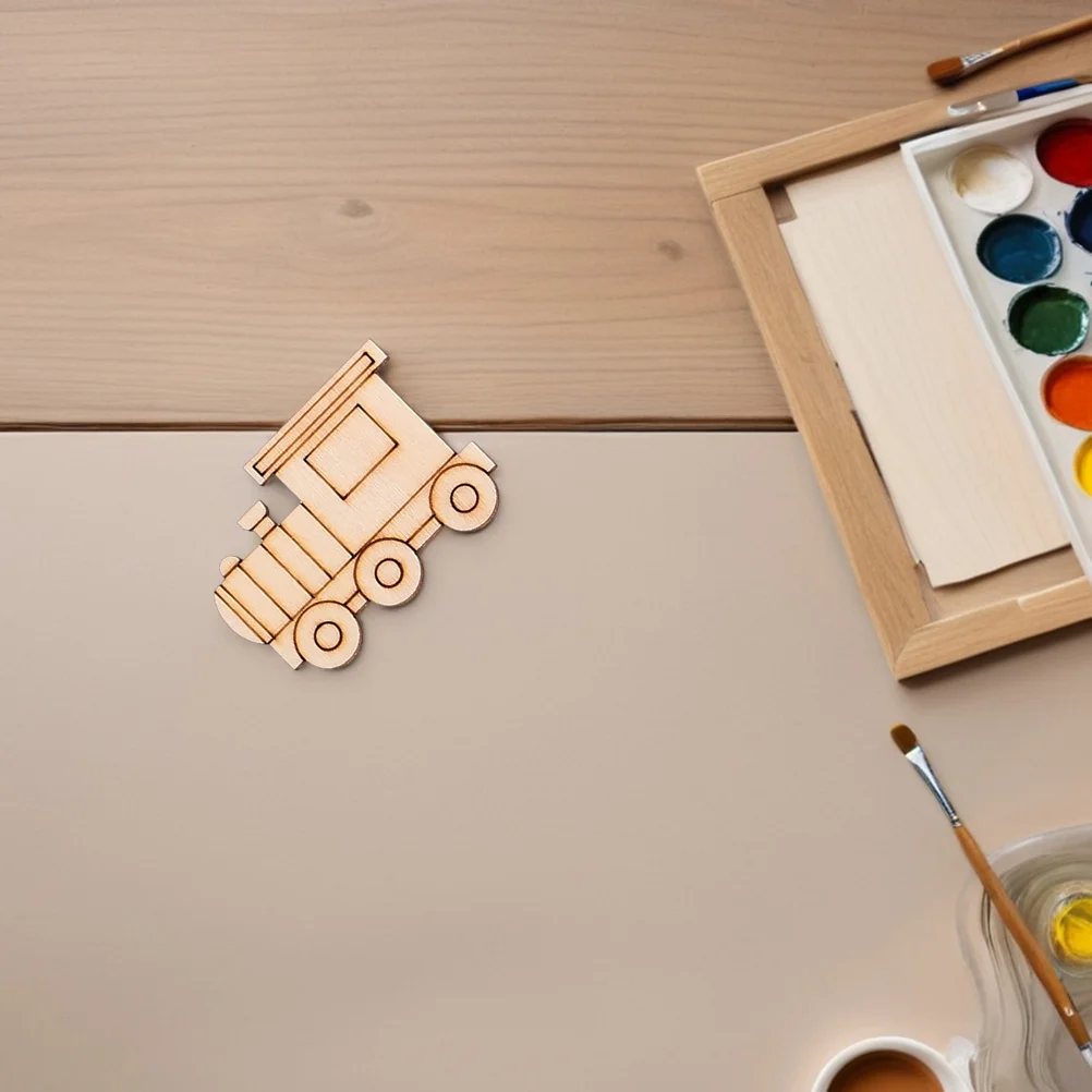 25pcs Unfinished Wood Slices Cutouts For Diy Painting Craft Kids Wooden Vehicle Shapes Blank Transportation Crafts Handmade