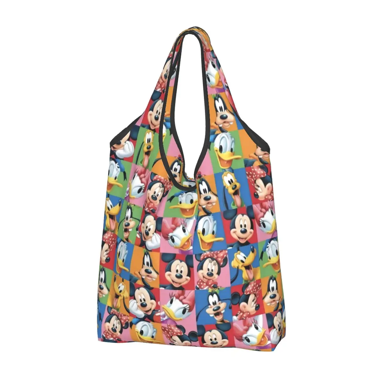 

Custom Minnie Mickey Mouse Collage Grocery Tote Shopping Bag Women Cute Shopper Shoulder Bags Large Capacity Handbags