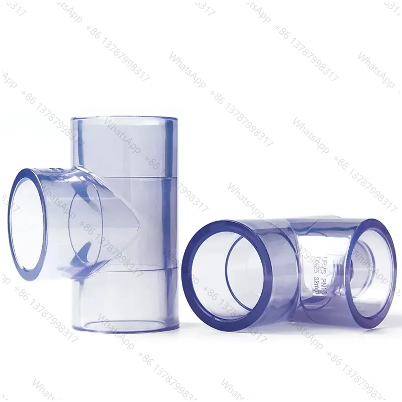 1pcs Transparent UPVC Tee Connector ID 20~110mm T Type 3 Way Pipe Adapter Water Fittings for Irrigation Aquarium Fish Tank
