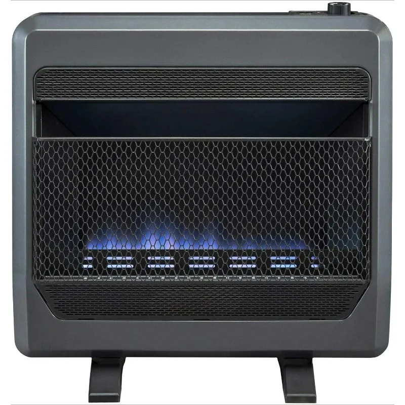 Ventless Propane Gas Blue Flame Space Heater with Thermostat Control, 30000 BTU, Heats Up to 1400 Sq. Ft., Includes Wall Mount