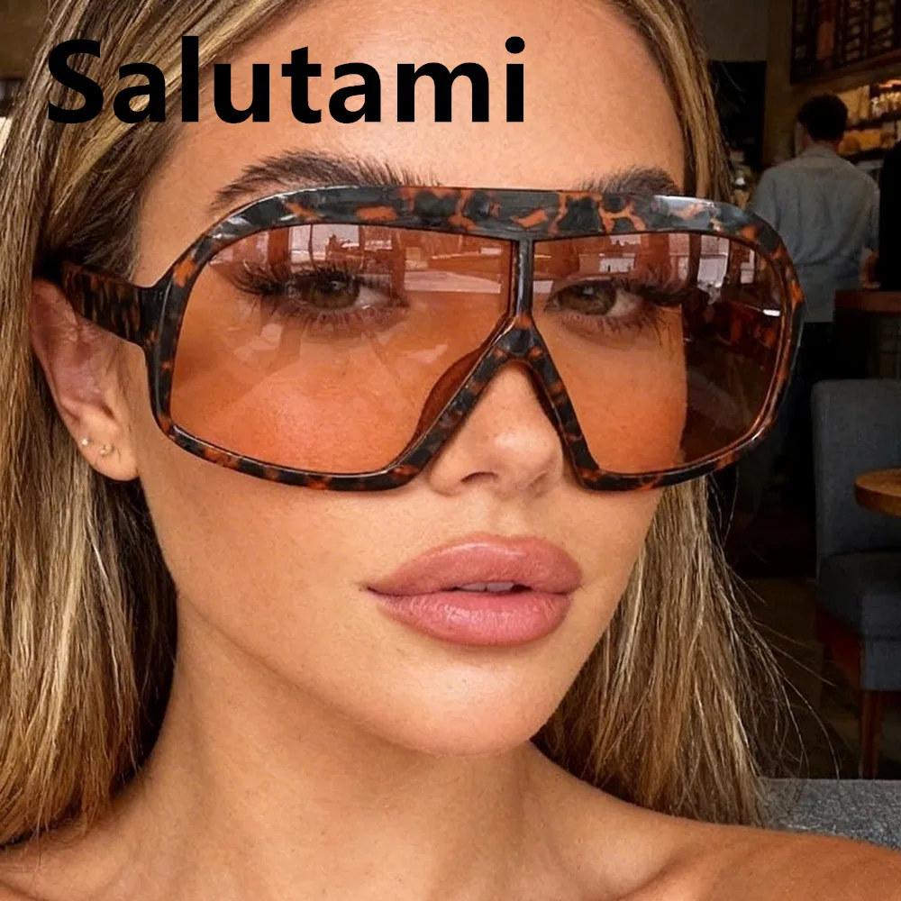 Vintage One-Piece Oversize Shield Sonnenbrille für Damen – Neue Mode Leopard Farbverlauf Sonnenbrillen für Damen – Sexy Fahrbrillen UV400 – Detail 1