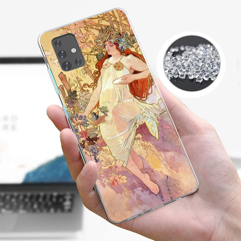 Alfons Mucha Primavera Phnoe Case for Samsung Galaxy A51 A50S A71 A70 A41 A40 A31 A30 A21S A20S A10S A21S A6 A7 A8 A9 Cover Coqu