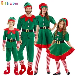 2024 new productsChildren and adults Christmas elf costumes, Santa Claus costume sets, green elves, Halloween cosplay,