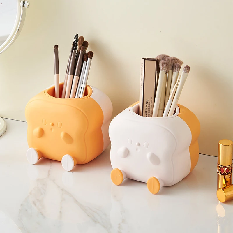 1PCS Mini Toast Pen Holder Multifunctional Storage Rack Toothbrush Holder Desktop Rack Table Home Decoration Student Gift