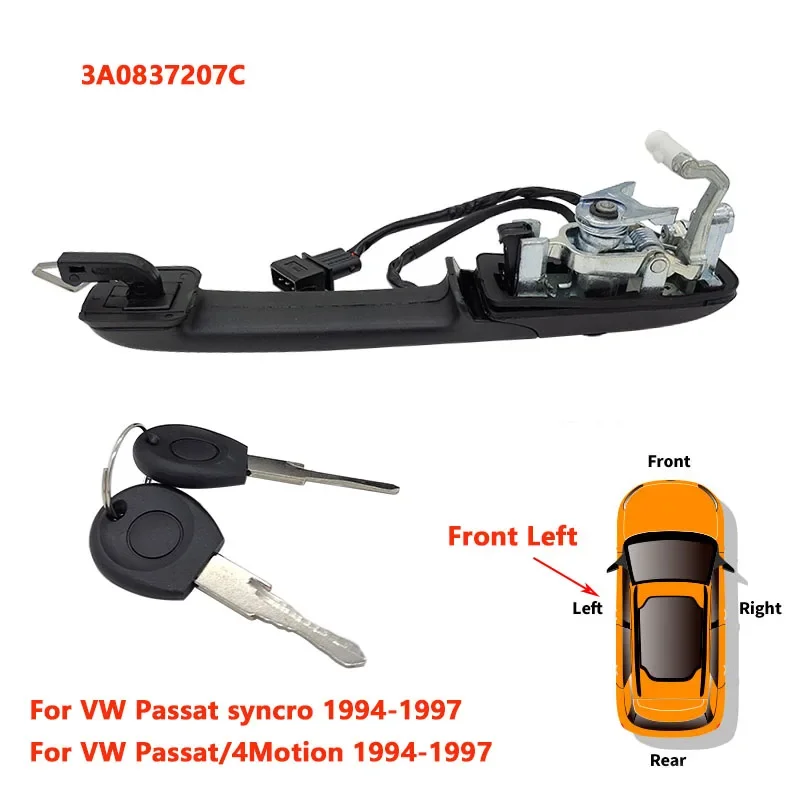 New Product for 1994-1997 Volkswagen Passat B4 Left and Right Front Door Handle + Ignition Lock Core Kit