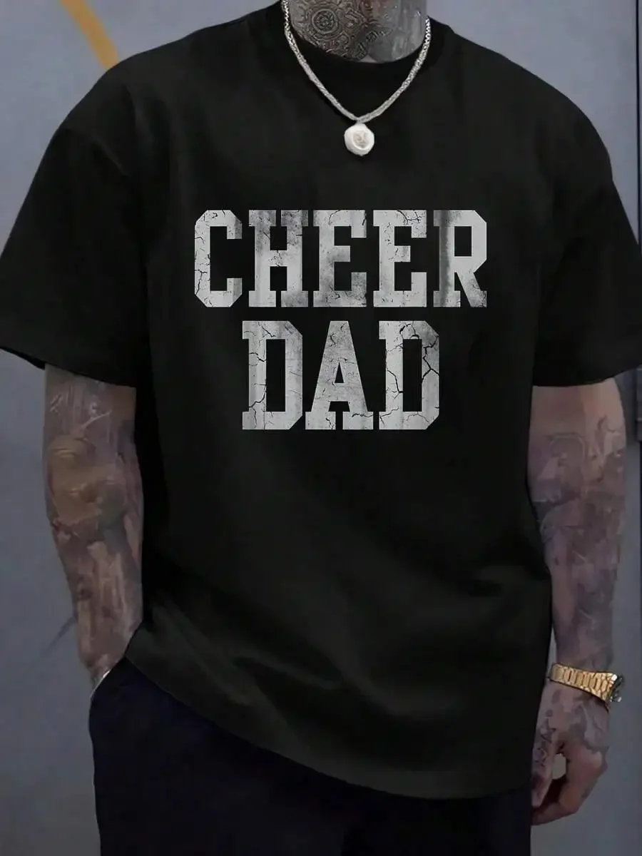 100% Cotton Cheer Dad Cheer Leading Cheer Leading Men Dad Father T-Shirt Women's Men's Graphic Tee Causal Tops Fashion Tshirt Sh