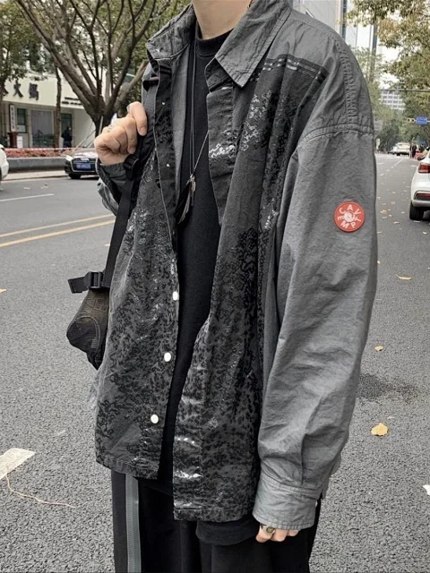 

Мужская повседневная куртка свободного кроя с отложным воротником, универсальная осенне-зимняя верхняя одежда в уличном стиле, из хлопка