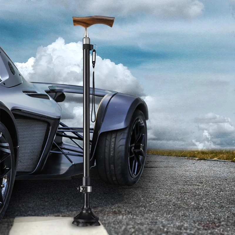 

Old Man Non-slip Four Legs Walking Stick T Handle Retractable Carbon Cane Folding Crutch Hiking Elderly Walk Trekking Pole