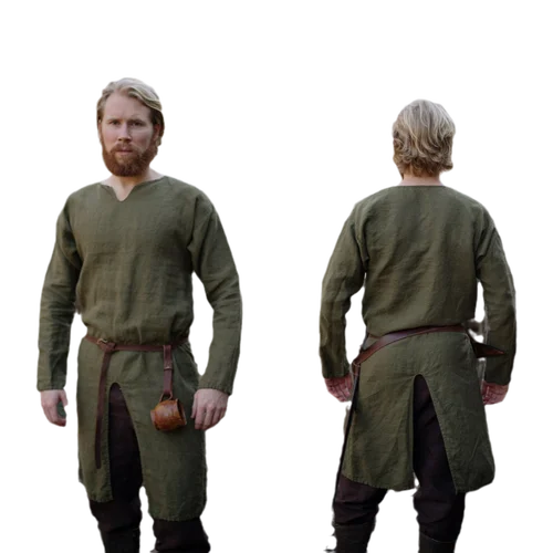 Túnica medieval de lino para hombre, sobretodo de basura, disfraz de tabardo de guerrero de Halloween para adulto