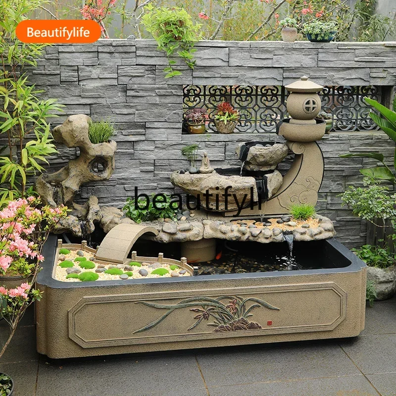 cn0420 بركة السمك الصينية الجديدة للمناظر الطبيعية في الهواء الطلق، ديكور الشرفة، زخرفة حوض الأسماك للمناظر الطبيعية المائية