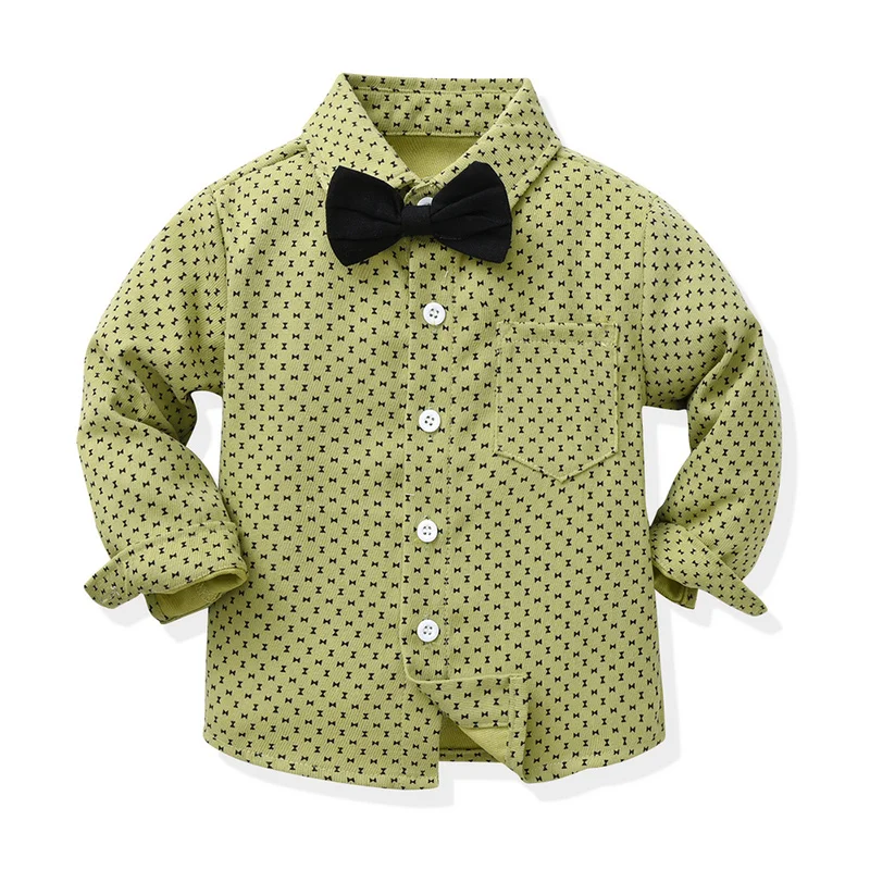 top and top Autumn Winter Little Kids Boys Gentleman Clothing Sets Long Sleeve Bowtie Shirts Tops+Suspenders Pants Formal Suits