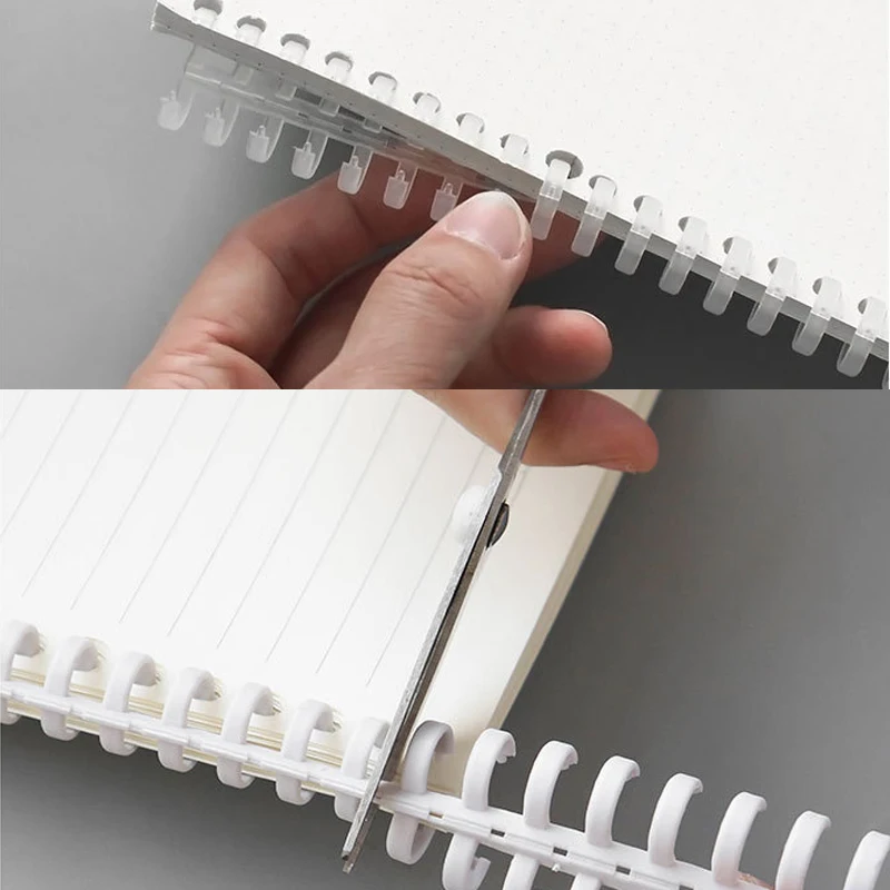 Loose-Leaf Plastic Binding Ring para Kid, Primavera Anéis Espirais, Papel Notebook Papelaria, Material de Escritório, 30 Furos, A4, A5, A6, 12mm, 10Pcs