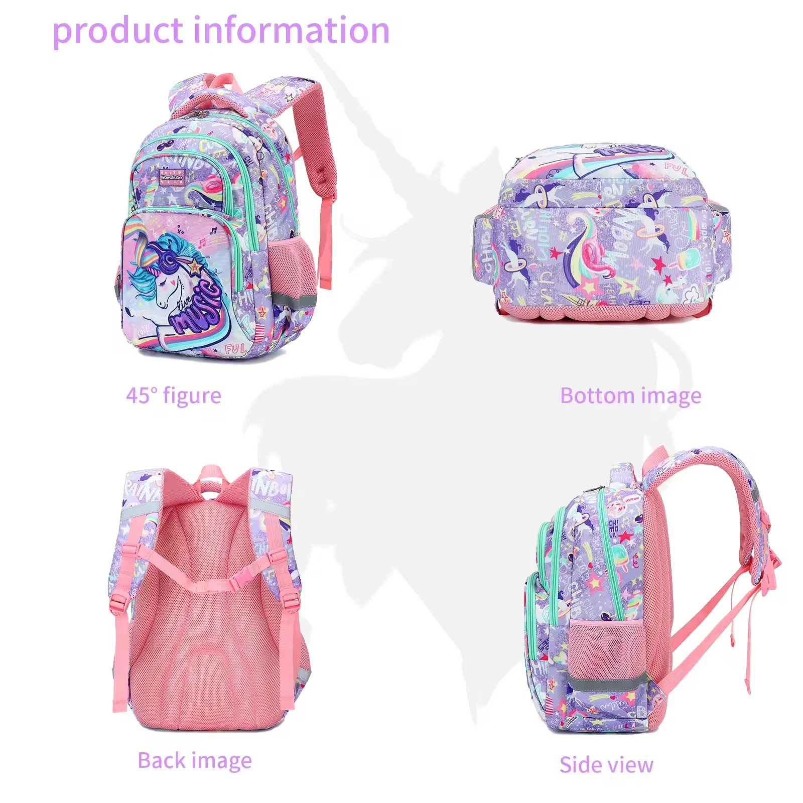 AOK New High Capacity Backpack And Lunchbag Set For Kids School Bags For Girls Teen Set,A Backpack,A Meal Bag,A Pen Bag