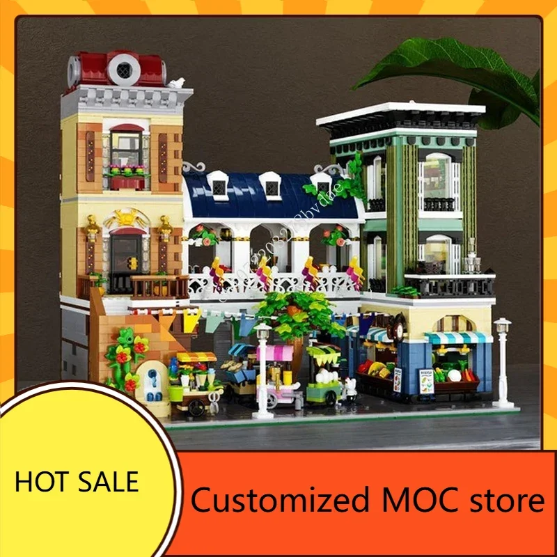 

4843 шт. фермерский рынок MOC Streetview пазлы CityArchitecture креативная рождественская сборка DIYA игрушки на день рождения подарки