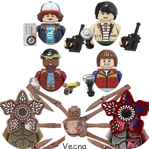 Promotions! 4Pcs/Set The Horrible Movie Dustin Mike Vecna Will Eleven Model Figure Blocks Construction Bricks Toys For Children