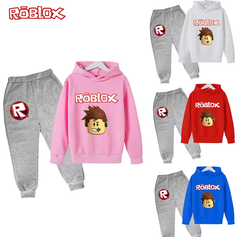 شعبية Roblox هوديس الملابس أنيمي ربيع الخريف صبي فتاة هوديس مجموعة طفل Harajuku سترة أنيقة على الموضة القمم + بدل رجالي