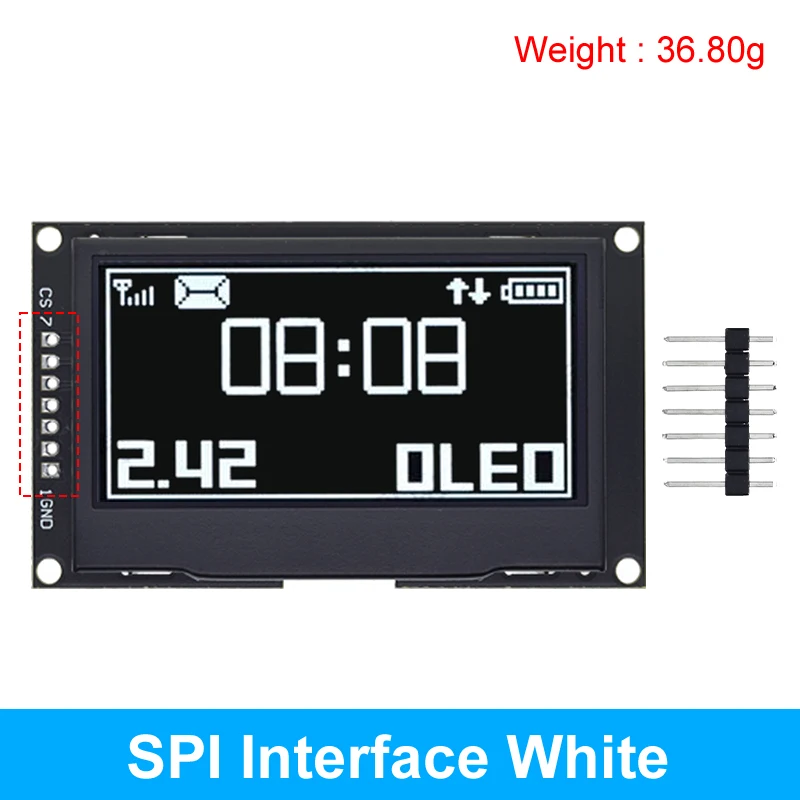 TZT 2,4 Zoll 2,42 Zoll 128 x 64 OLED LCD Display Modul SSD1309 12864 7 Pin SPI/IIC I2C Serielle Schnittstelle für Arduino UNO R3 C51 5