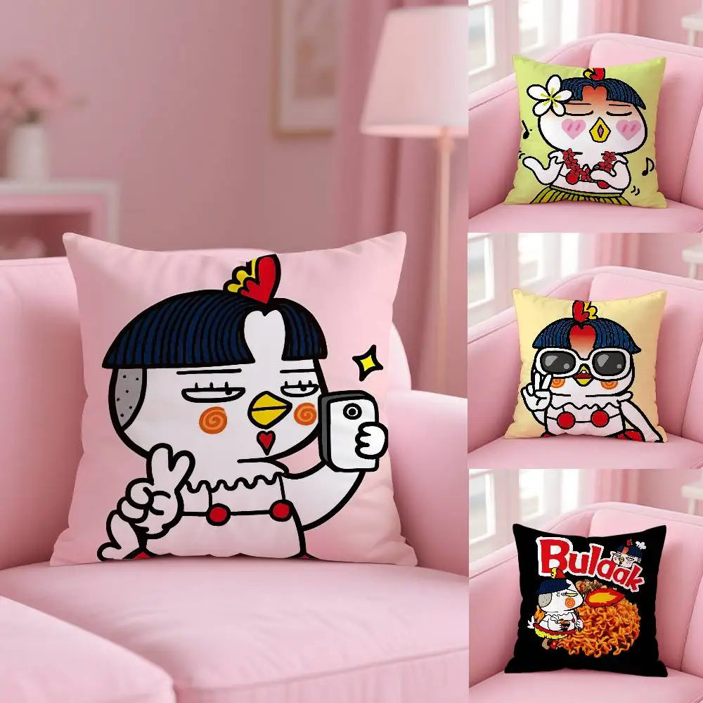 Funda de almohada Kwaii Anime B-Buldak RameSn, funda de almohada antipolvo, funda de cojín de sofá de felpa corta sedosa con cremallera Invisible