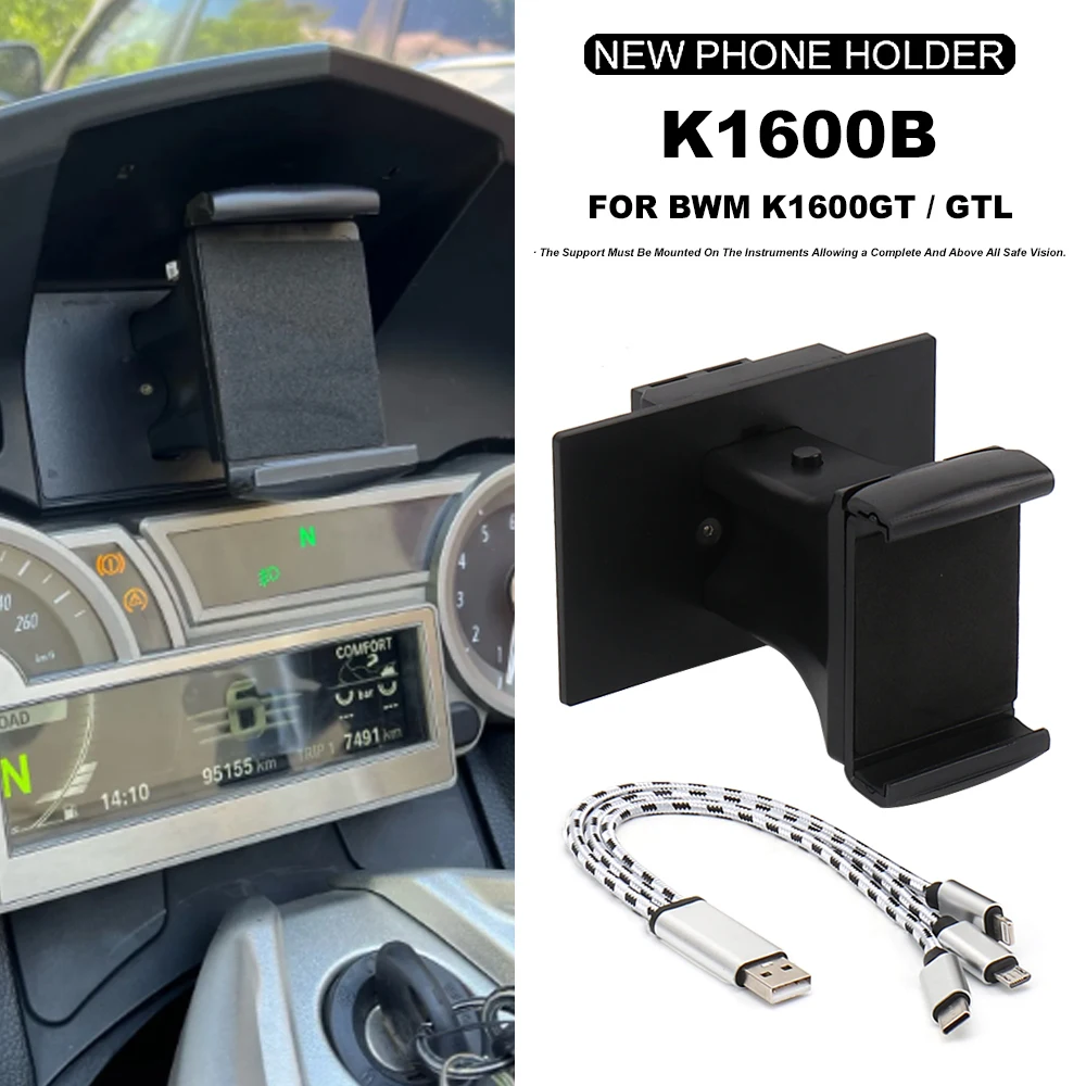 

New Motorcycle Accessories Shock Absorption Mobile Phone Bracket USB Charging Holder For BMW K1600B K1600GT K1600GTL 2011-2020