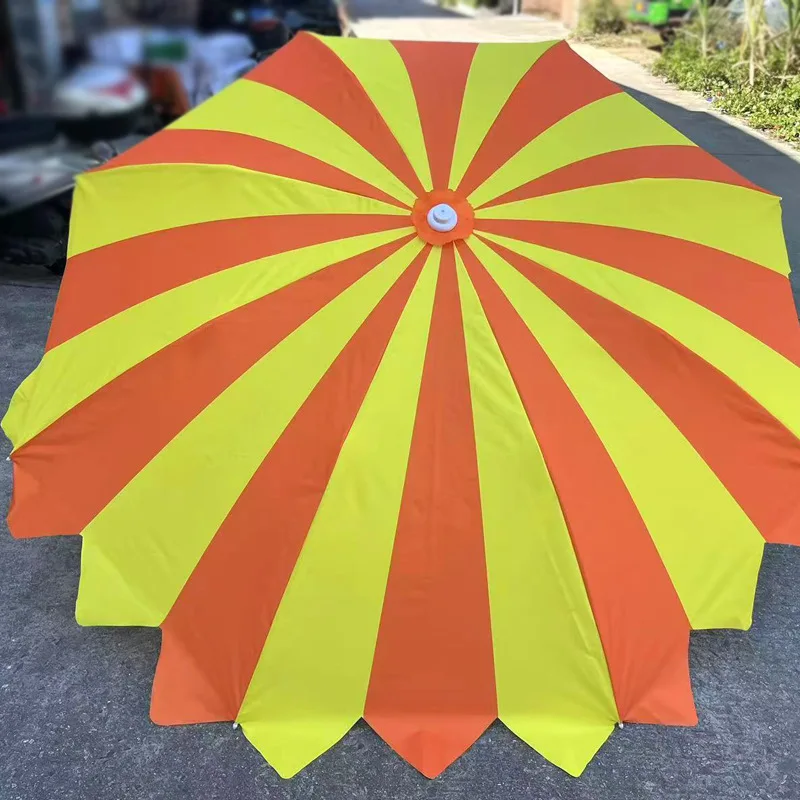 

Beach umbrella Vertical striped sun umbrella Outdoor reinforcement Thickened sun protection Rainproof color activity stall