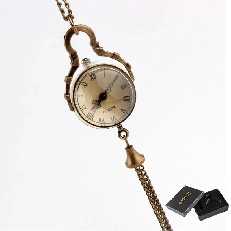 New Fashion Vintage Retro Round Ball Quartz Fob Pocket Watch Tassel Sweater Necklace Chain Jewelry Gifts For Women