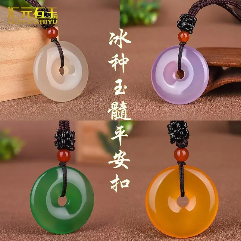 Ice chalcedony peace for men and women, agate pendant, jade necklace, sweater chain