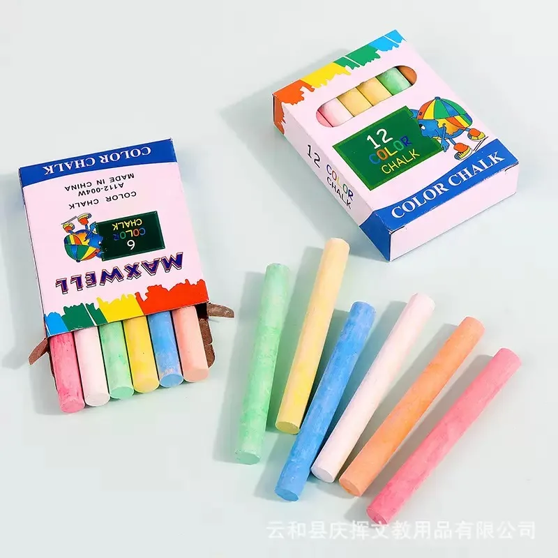 12 PCS Dustless Chalk Colored / White Non-Toxic Dust-Free Vibrant Blackboard Kids Teachers Stationery Office School Supplies