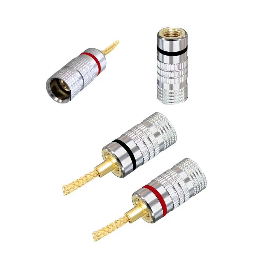 24K Musical Sound Banana Plug Gold Plated for Speaker Wire Nakamichi Banana Plug Pin Screw Type Banana Connectors Plugs Jack