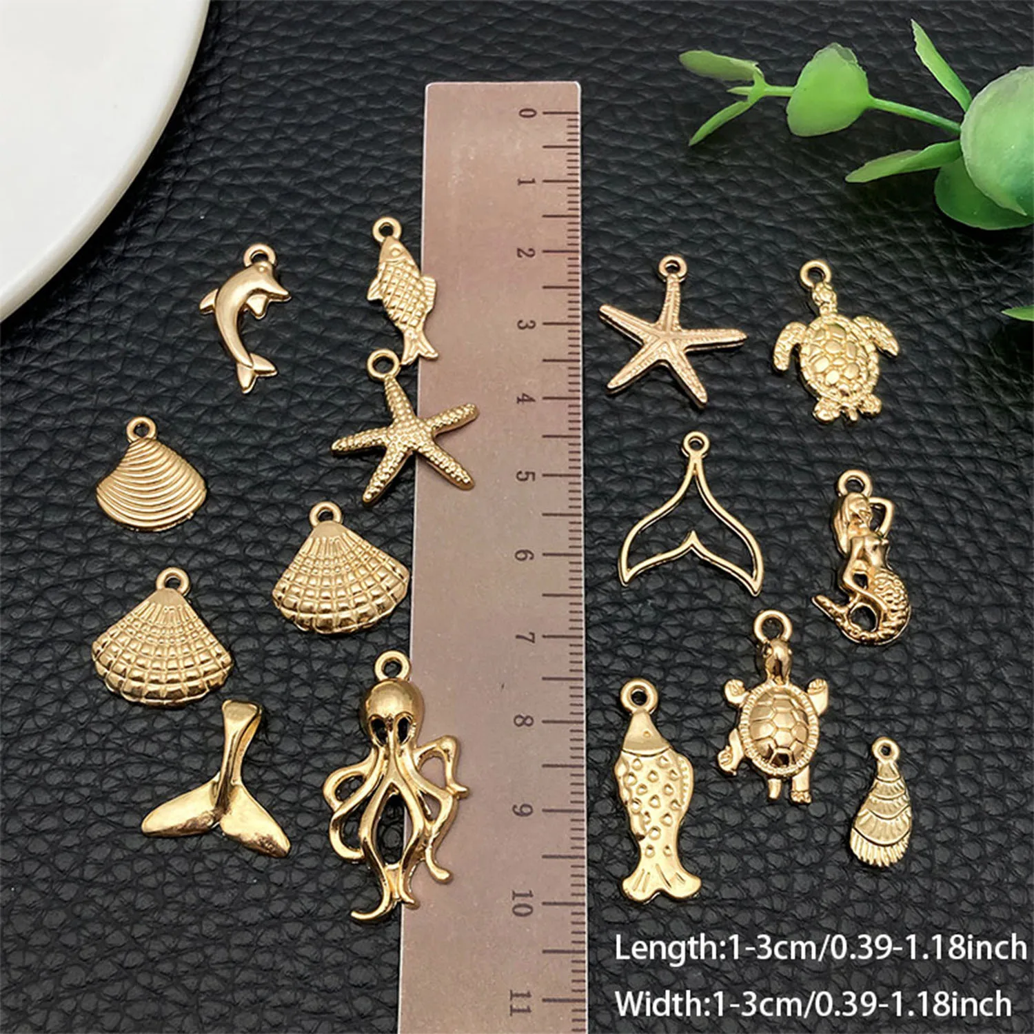 20/50/100pcs KC Gold Plated Ocean-Themed Charm Set (Random Assortment) – DIY Jewelry Making Kit for Necklaces, Bracelets & Earri image 4
