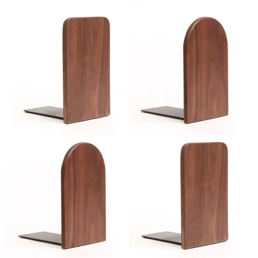Display Holder Nature Wooden Bookends Desk Organizer INS Desktop Bookshelf Beech Walnut Simple Book Support Rack Desk Storage