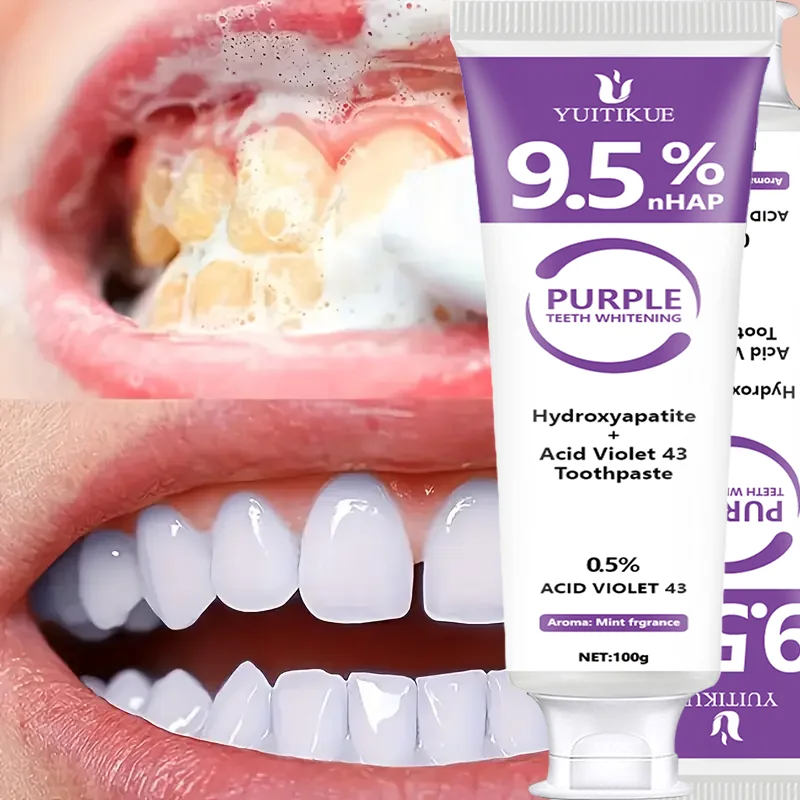 

YUITIKUE 9,5% HAP Фиолетовая зубная паста 100 г - гидроксипатит отбеливание, свежее дыхание и многофункциональный уход за уверенной улыбкой