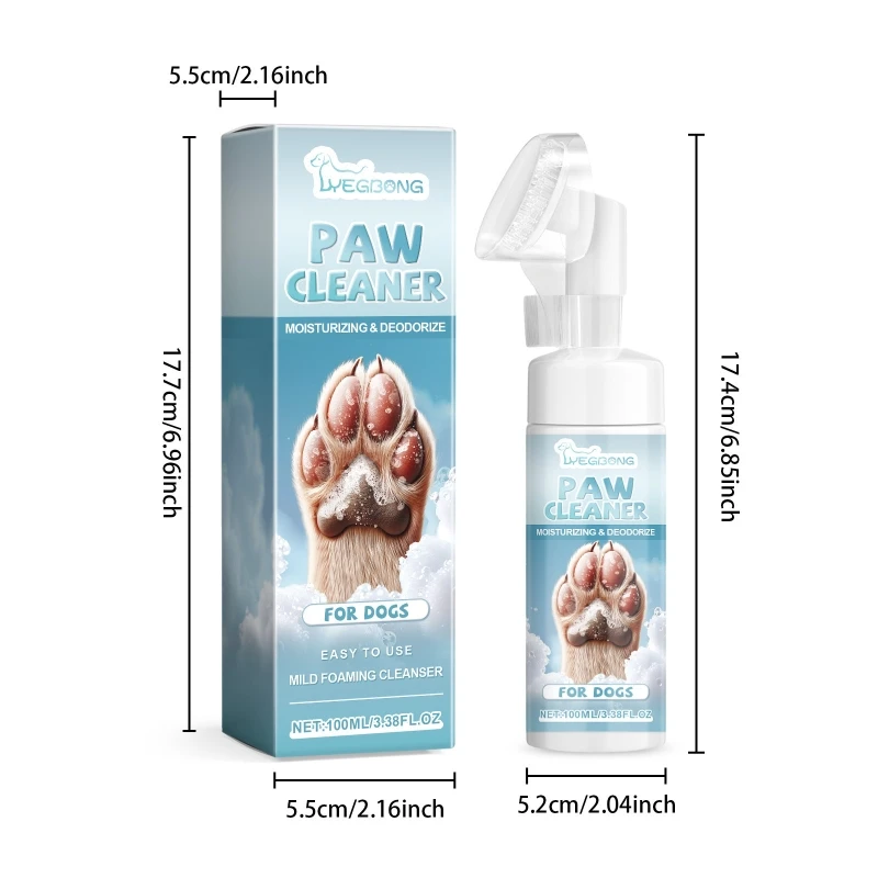 2024 New Paws Cleaner Foam with Brush Natural Formulated for Dogs Cats