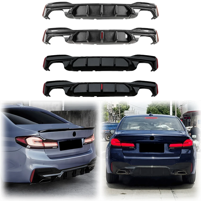 

2017 To 2023 For BMW G30 G31 530i 530d 530e 550i 550d M Sport M5 Style Rear Bumper Lip Diffuser Splitter Spoiler With LED Brake