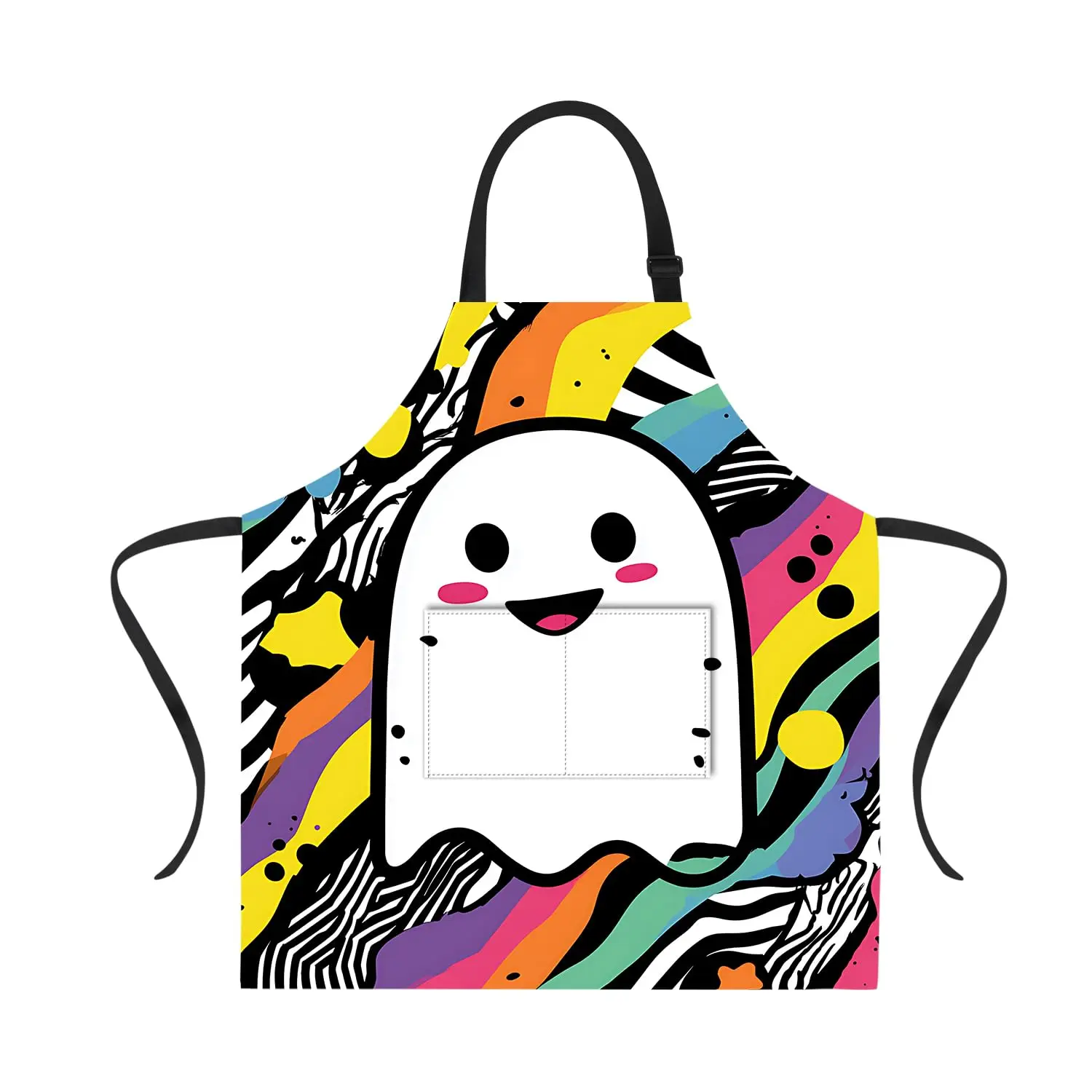 

Funny Apron Cute Ghost Halloween Apron for Women Men with Pockets, Adjustable Kitchen Chef Aprons for Cooking Cute Apron