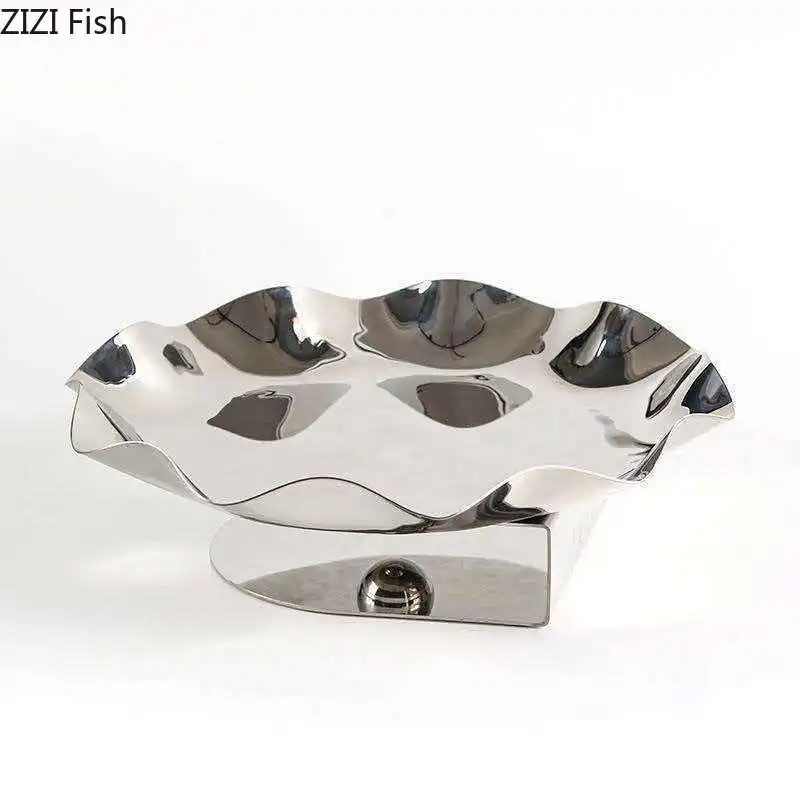 Lace Stainless Steel Fruit Plate Decorative Plate Ornament Storage Tray Snack Bowl Candy Dish Nut Platter Pastry Plates