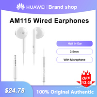 Original Huawei AM115 Wired Earphones 3.5mm Half In-Ear Sports Headphone With Built-in Microphone Stereo Computer PC Headset