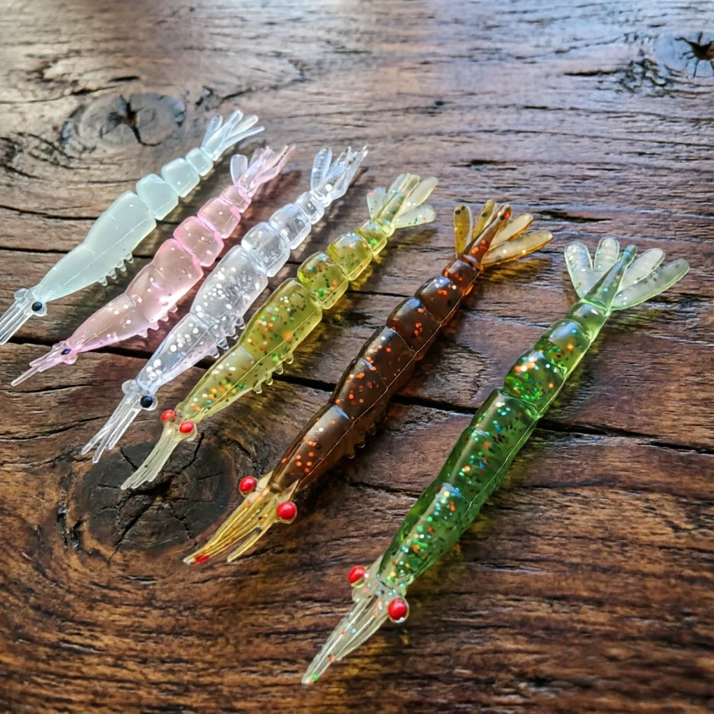 MUKUN 20/40PCS Iscas de Pesca Mini Soft Worm Shrimp 0.5g/45mm 1g/60mm Iscas Artificiais de Silicone para Pesca de Bass