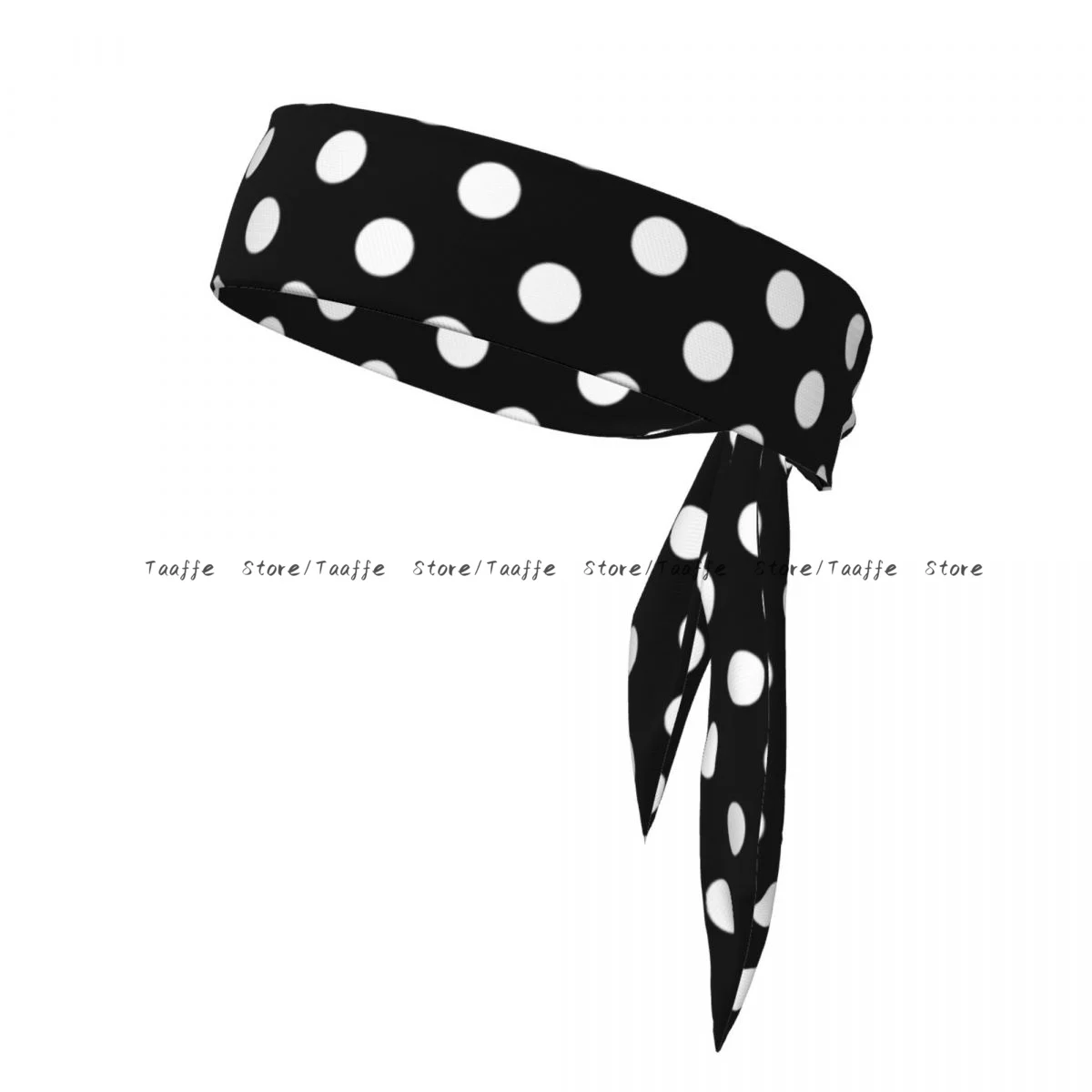 

Black White Polka Dot Bandanas Hairband Head Tie Sports Headband for Running Tennis Karate Athletics Brief Style