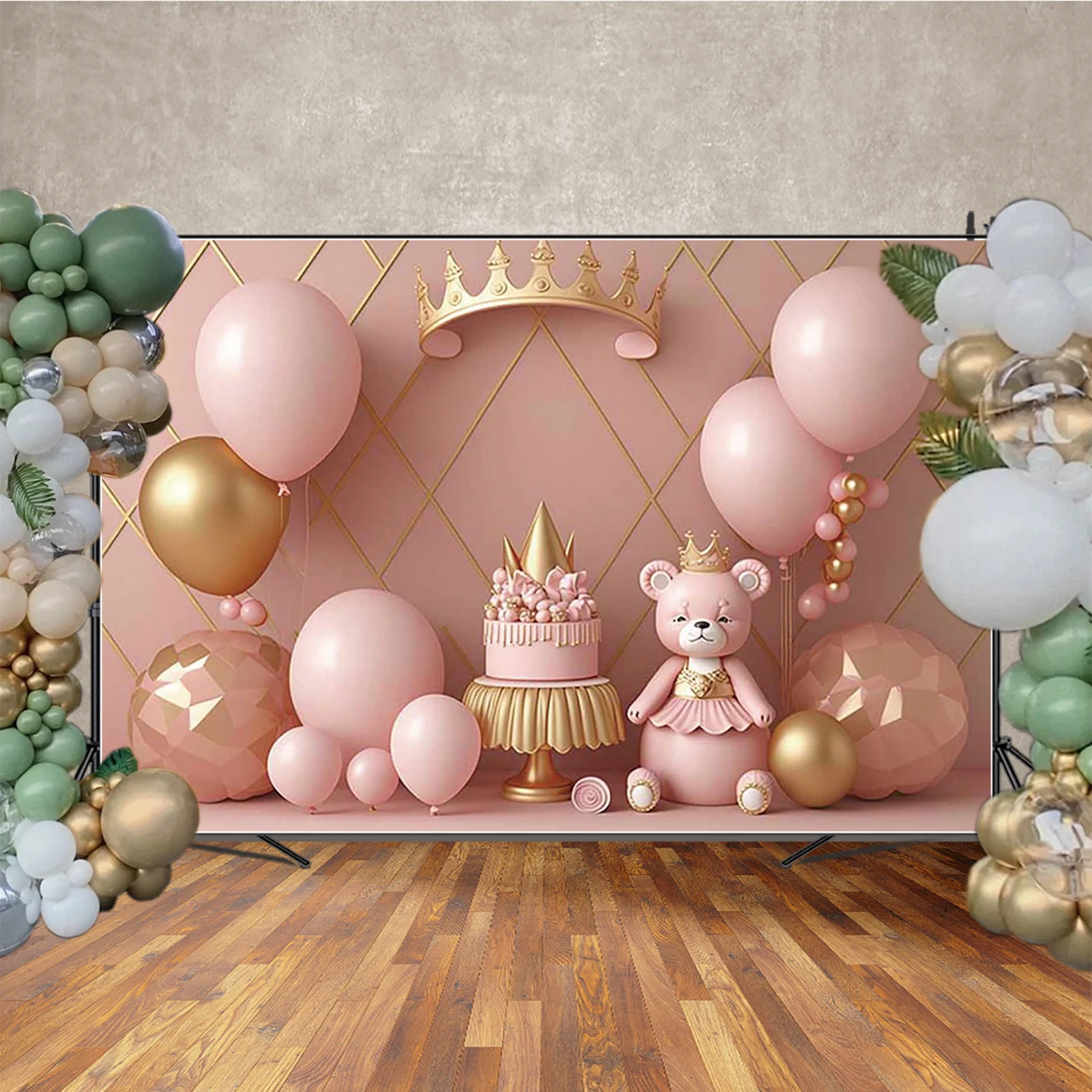 MOON.QG воздушный шар фон цветок Радуга детский торт Smash Girl первый день рождения фон для фотосъемки медведь мальчик декор для дня рождения