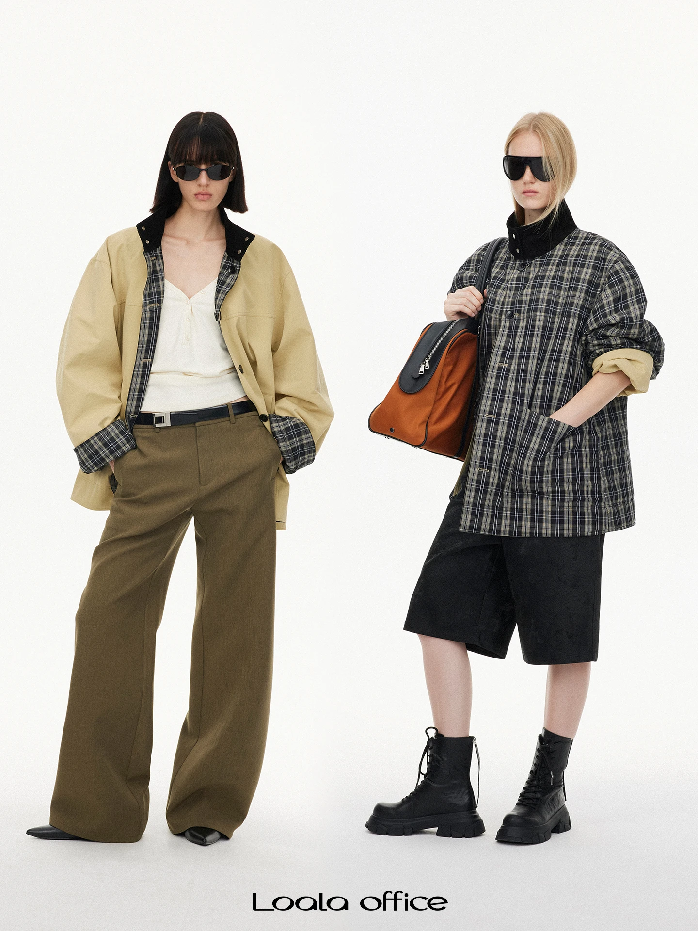 

Loala Office Classic Retro Loose Cotton Plaid Two-Way Wear Windbreaker Thiened Long Sve Mid-Length Single Button Closure