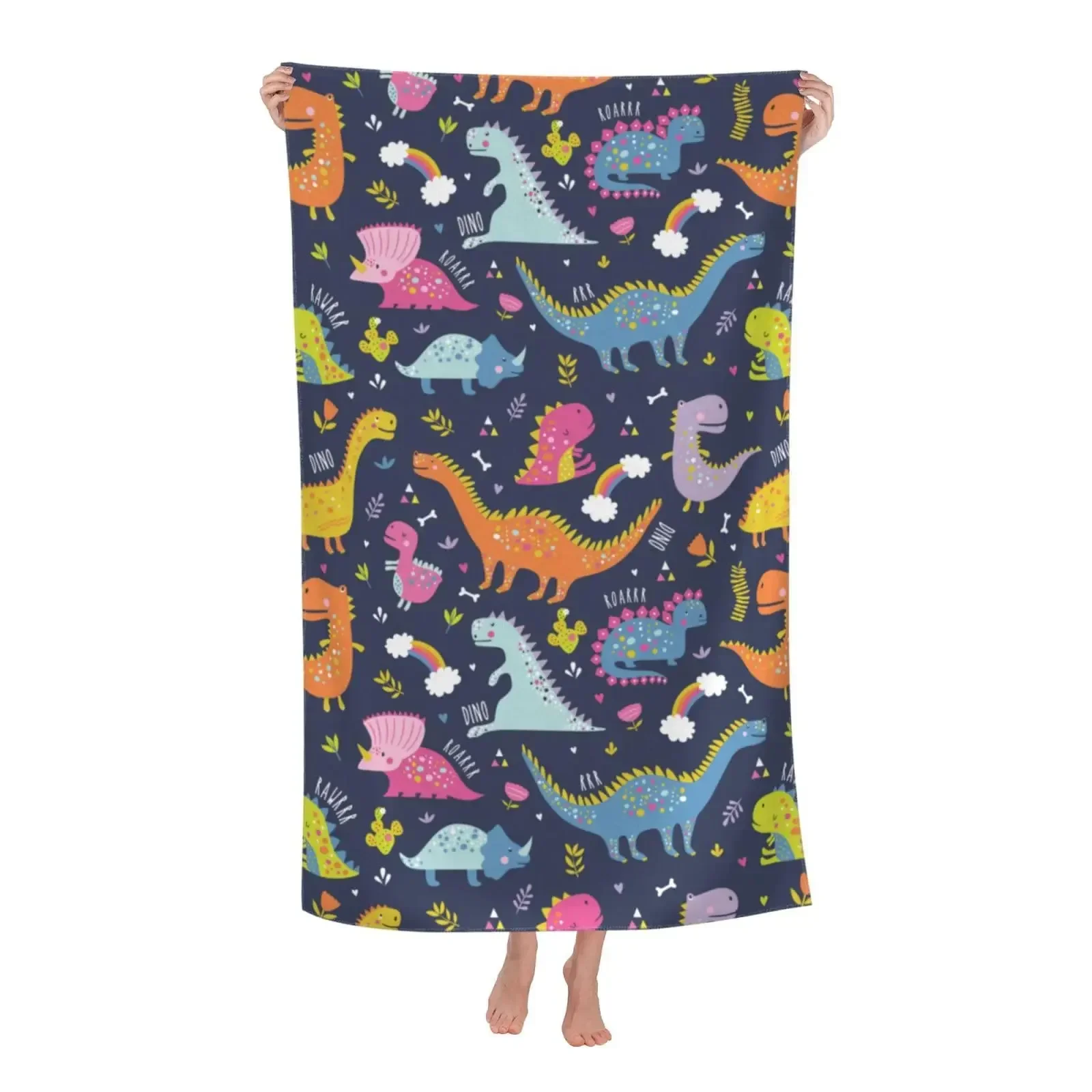 Microfiber Dinosaur Bath Towels Cute Cartoon Dino Beach Towel Sand Free Bathroom Towel for Pool Travel Sport Camping Swim Spa