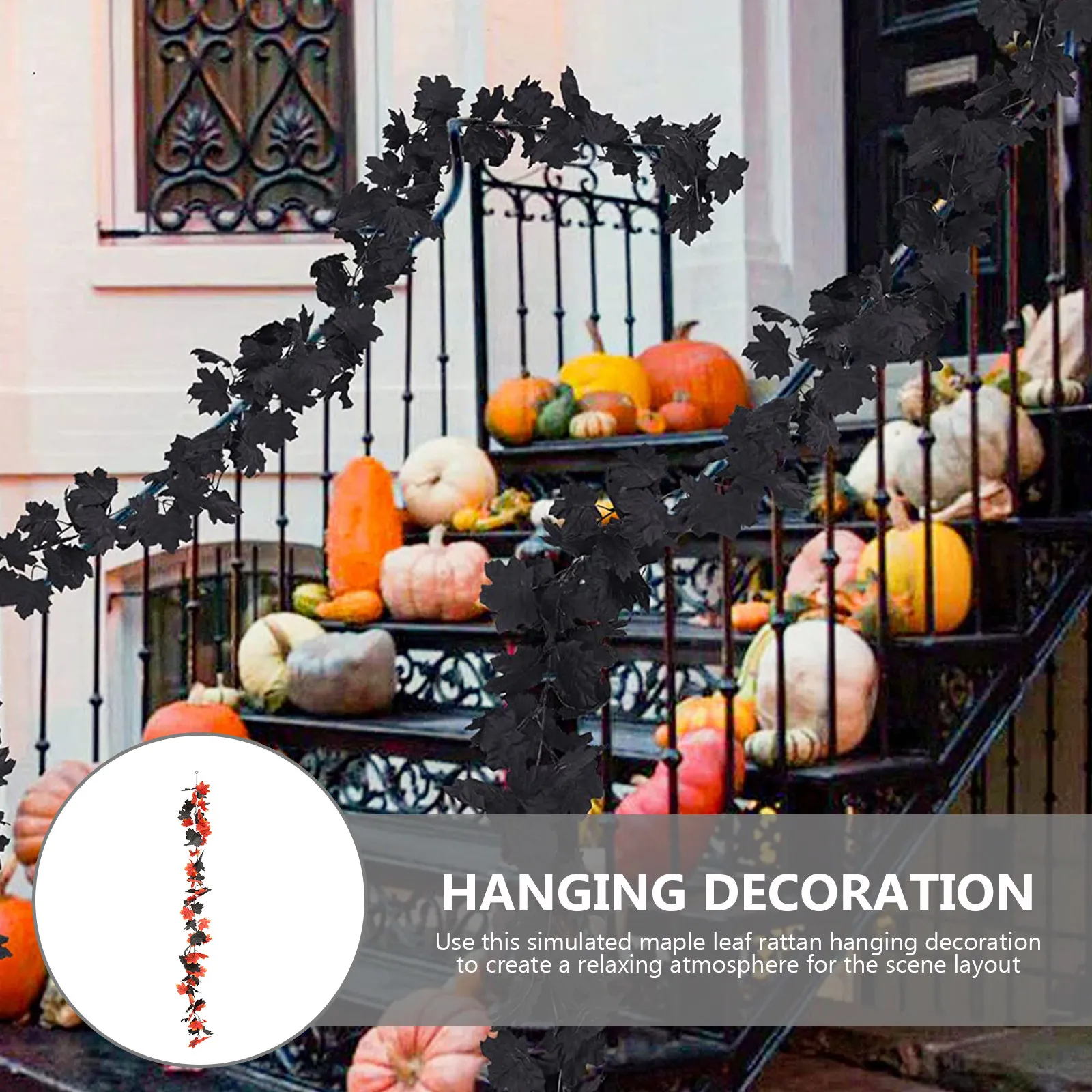 1Set Artificial Maple Leaf Rattan Hanging Vine Decorative Pendant Realistic Fake Vine for Halloween Party Indoor Outdoor Home