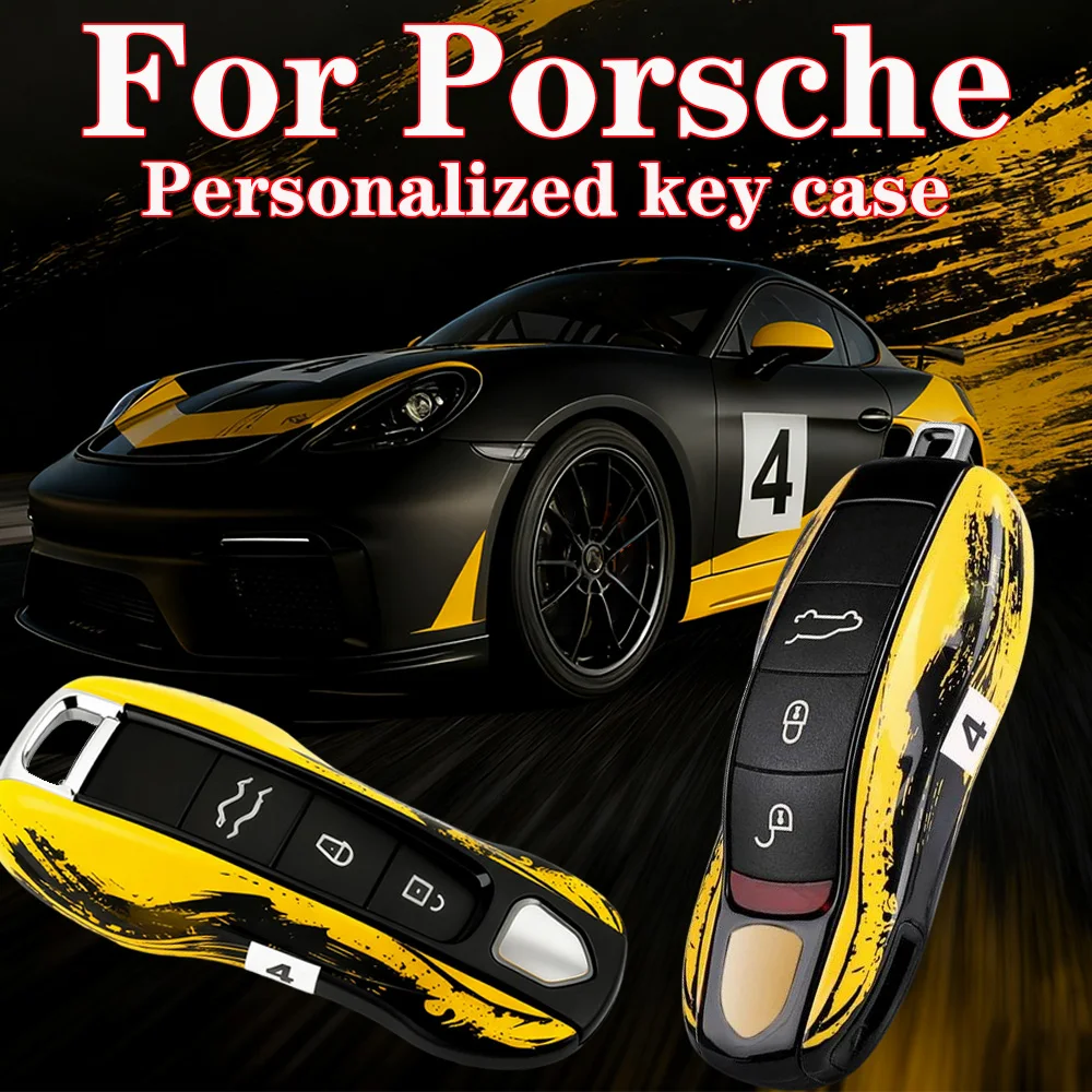 

For Porsche Panamera Cayenne Macan 718 Cayman Boxster 911 Taycan 10-25 Car Green Grello Painted Key Case Protective Shell Cover