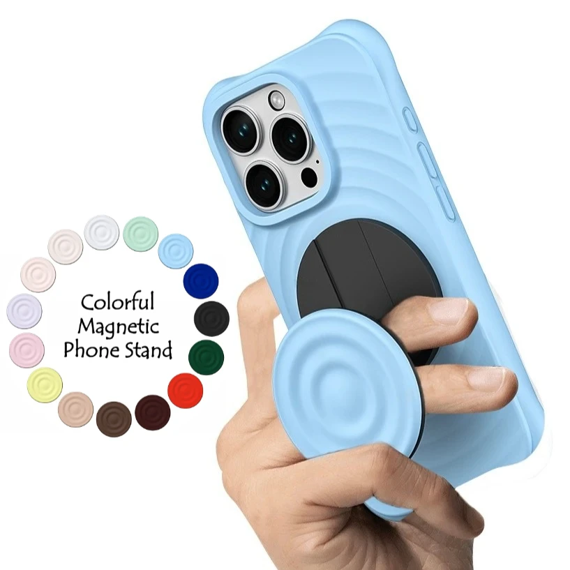 25 Colors Magnetic Silicone Phone Stand for iPhone Huawei Xiaomi Samsung Universal Phone Stand Folable Rippling Griptok Tok