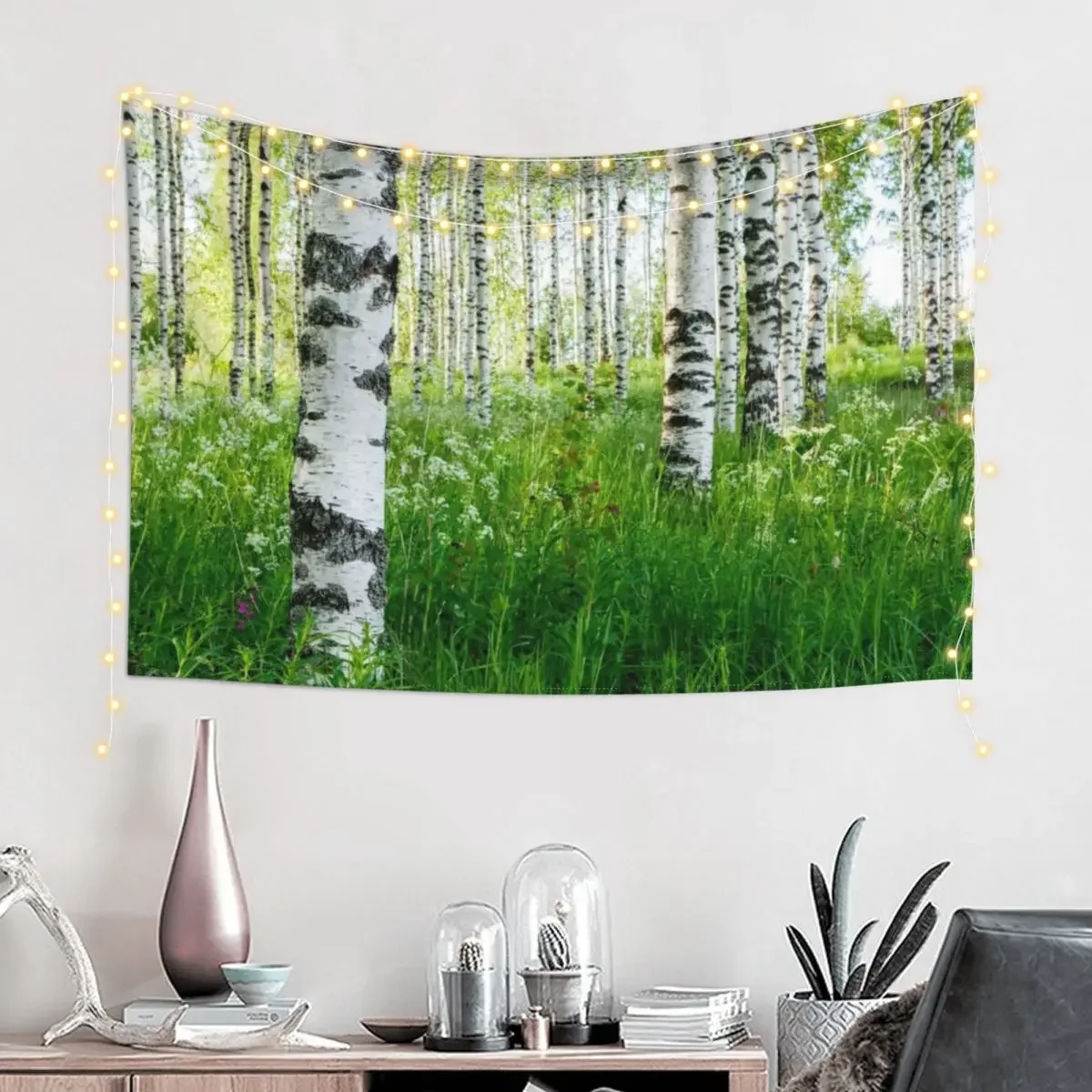 Finnish birch forest in summer Tapestry Bedroom Organization And Decoration Funny Tapestry